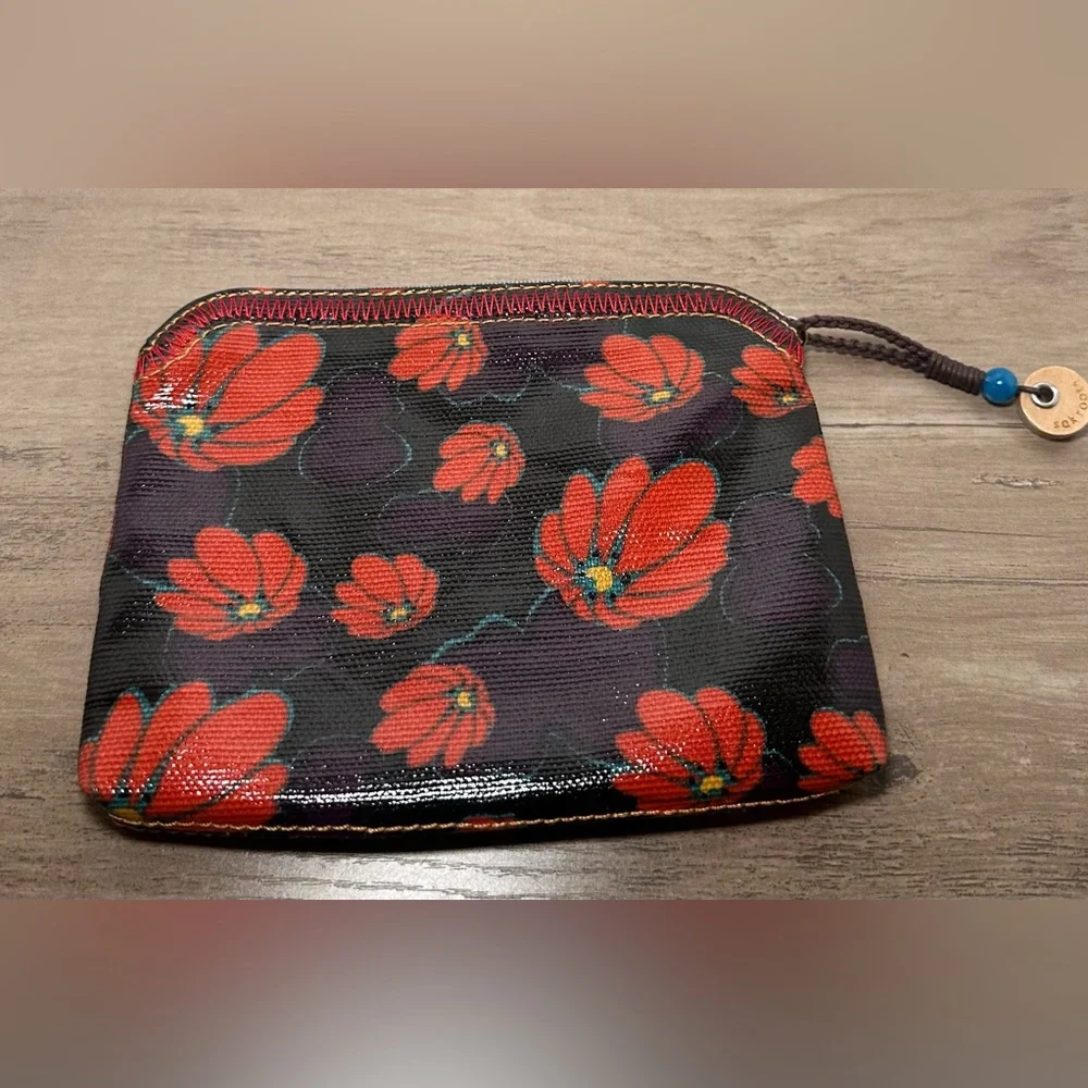 Sakroots Floral Cosmetic Makeup Bag Red &‎ Navy.